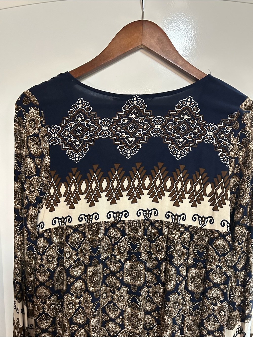 Anthropologie Blu Pepper Paisley Flowy Loose Blouse flare sleeve bohemian boho M - Picture 9 of 13